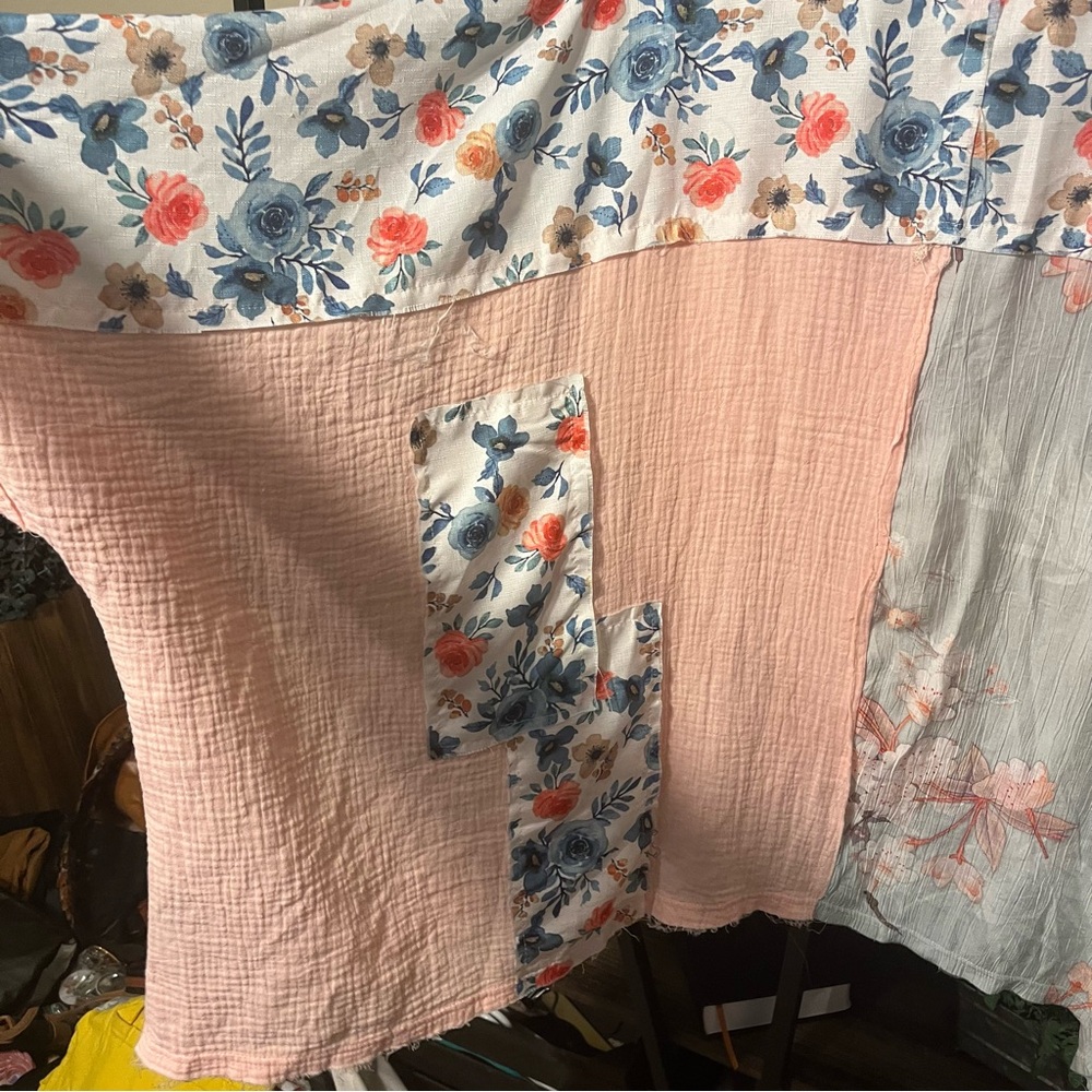 POL Patchwork Button Blouse Size M - image 5